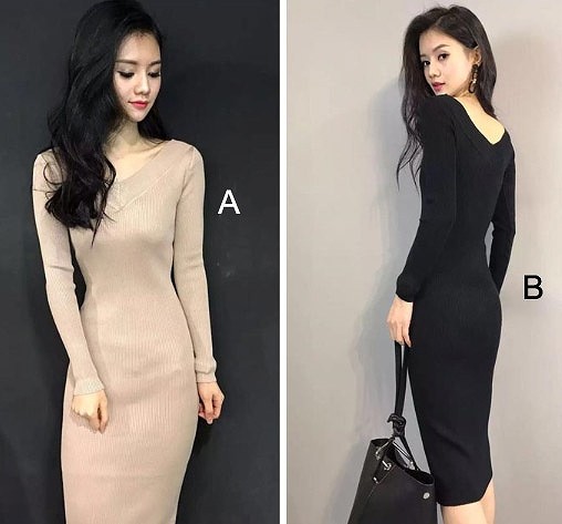 レディース　ニットワンピース　Vネック　スリム　長袖　ドレス　タイト　カジュアル　キュート　可愛い　フェミニン　セクシー　きれいめ　エレガント　おしゃれ　お出かけ　お呼ばれ　ベージュ　ブラック　黒色　S　M　L　XL　サイズ　送料無料