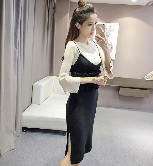 レディース　ニットワンピース　スリム　ノースリーブ　ドレス　タイト　カジュアル　キュート　可愛い　フェミニン　セクシー　きれいめ　エレガント　おしゃれ　お出かけ　お呼ばれ　グリーン　ブラック　ブラウン　茶色　緑　黒　フリーサイズ　ワンサイズ　送料無料