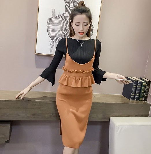 レディース　ニットワンピース　スリム　ノースリーブ　ドレス　タイト　カジュアル　キュート　可愛い　フェミニン　セクシー　きれいめ　エレガント　おしゃれ　お出かけ　お呼ばれ　グリーン　ブラック　ブラウン　茶色　緑　黒　フリーサイズ　ワンサイズ　送料無料