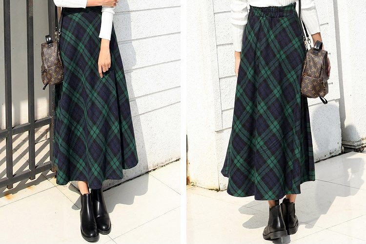 レディース　フレア　マキシ丈　チェック　スカート　ボトムス　ロング丈　カジュアル　キュート　可愛い　フェミニン　きれいめ　エレガント　おしゃれ　お出かけ　お呼ばれ　ブラック　グリーン　レッド　黒　緑色　赤　大きいサイズ　S　M　L　XL　2XL　サイズ　送料無料