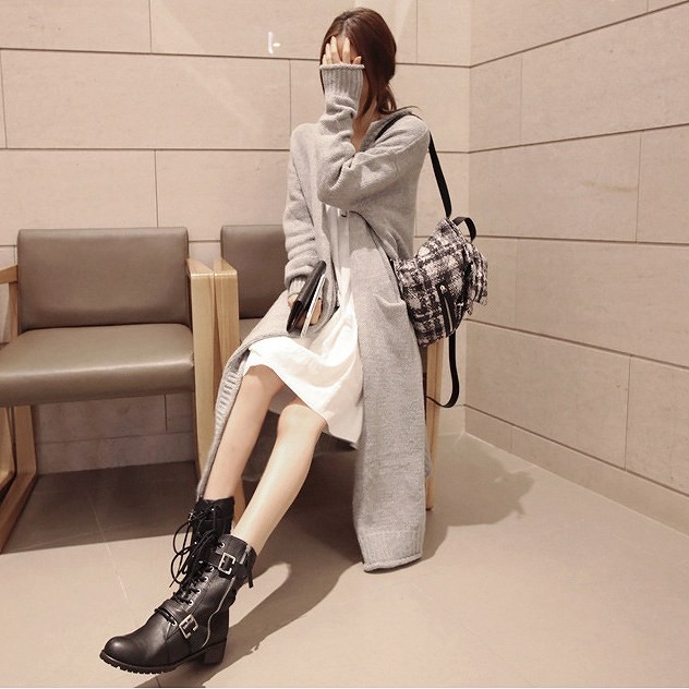 レディース　ニット　ロング丈　カーディガン　セーター　ゆったり　アウター　トップス　カジュアル　キュート　可愛い　フェミニン　セクシー　きれいめ　エレガント　おしゃれ　お出かけ　お呼ばれ　グレー　灰色　フリーサイズ　ワンサイズ　送料無料