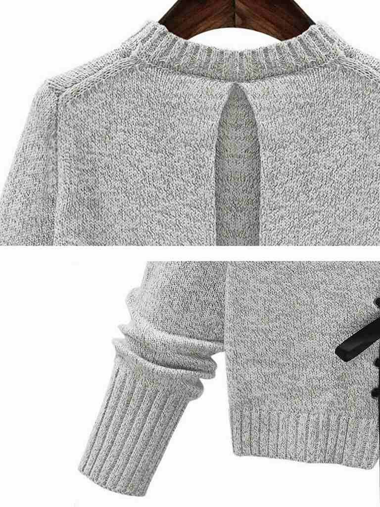 レディース　ニット　セーター　レースアップ　紐　長袖　クルーネック　ロングスリーブ　トップス　カジュアル　キュート　可愛い　フェミニン　セクシー　おしゃれ　お出かけ　オフホワイト　白色　フリーサイズ　ワンサイズ　送料無料