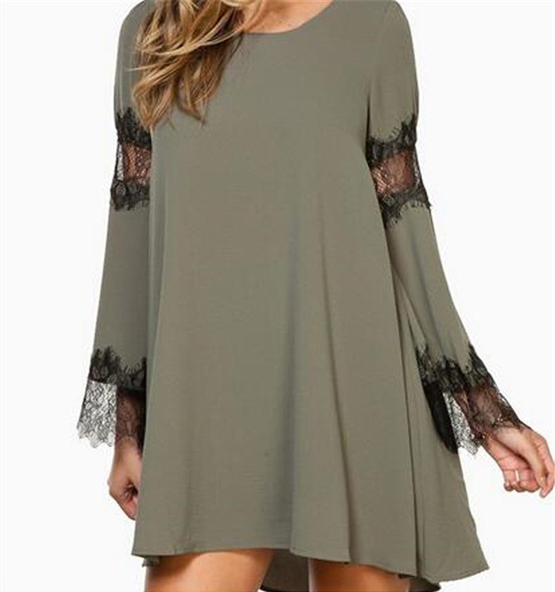 レディース　ミニ丈　ショート丈　長袖　ワンピース　レース　フレア　ドレス　トップス　ボトムス　カジュアル　キュート　可愛い　フェミニン　セクシー　きれいめ　エレガント　おしゃれ　お出かけ　お呼ばれ　グリーン　緑色　S　M　L　XL　2XL　サイズ　送料無料
