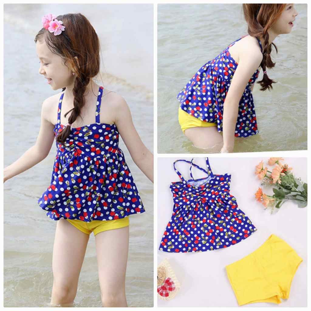 キッズ　女の子　水着　キャミソール　タンクトップ　短パン　海　プール　スイミング　ビーチ　リゾート　マリン　海水浴　夏休み　旅行　可愛い　キュート　子供　ジュニア　ネイビー　イエロー　紺　黄色　S　M　L　XL　XXL　サイズ　送料無料