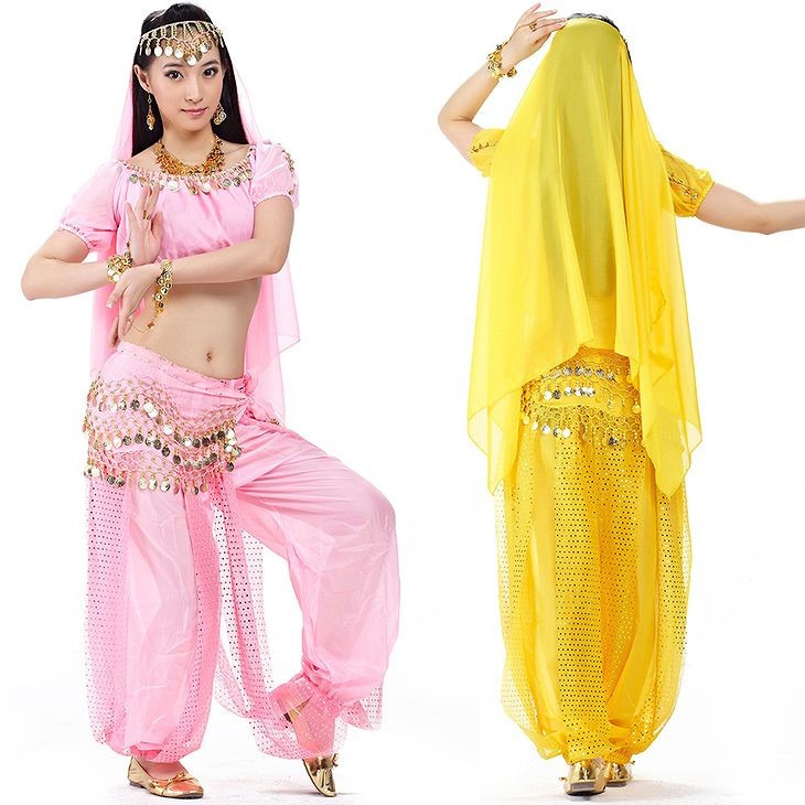 ベリーダンス　衣装セット　トップス　ボトムス　ベール　ダンス　衣装　パーティー　舞台　発表会　結婚式　演奏会　ステージ　イベント　エレガント　セクシー　ブラック　ホワイト　レッド　ローズ　ブルー　パープル　イエロー　オレンジ　ピンク　グリーン　送料無料