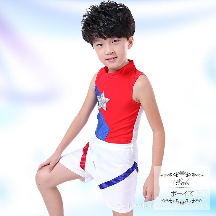 チアリーダー　チアリーディング　子供用　キッズ　女の子　男の子　トップス　スカート　短パン　ワンショルダー　ダンス　衣装　パーティー　舞台　発表会　結婚式　演奏会　ステージ　イベント　エレガント　セクシー　レッド　ブルー　ホワイト　赤　白　青色　送料無料