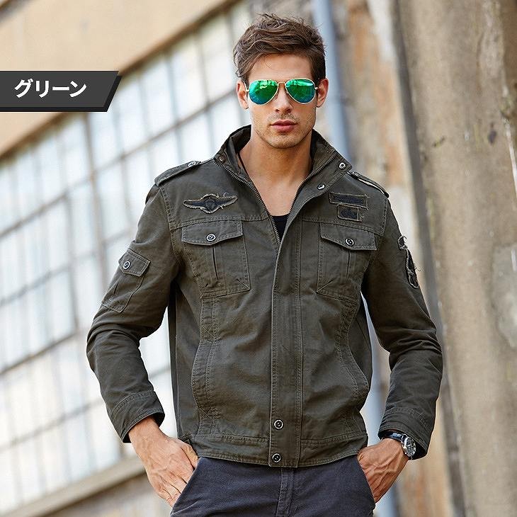 メンズ　アウター　ジャケット　カジュアルジャケット　長袖　ミリタリージャケット　ワッペン　大きいサイズ　かっこいい　おしゃれ　カジュアル　デート　普段着　カーキ　ベージュ　ブラック　黒　グリーン　送料無料