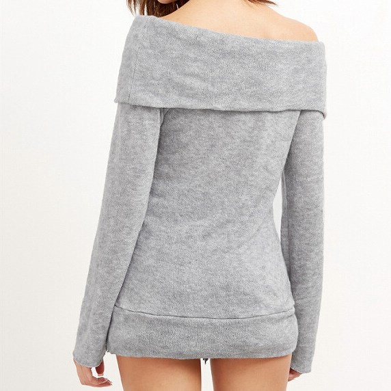 レディース　オフショルダー　セーター　ニット　カットソー　長袖　トップス　カジュアル　キュート　大人　可愛い　フェミニン　セクシー　おしゃれ　お出かけ　デイリー　ブラック　グレー　黒　灰色　S　Ｍ　Ｌ　XL　大きいサイズ　送料無料