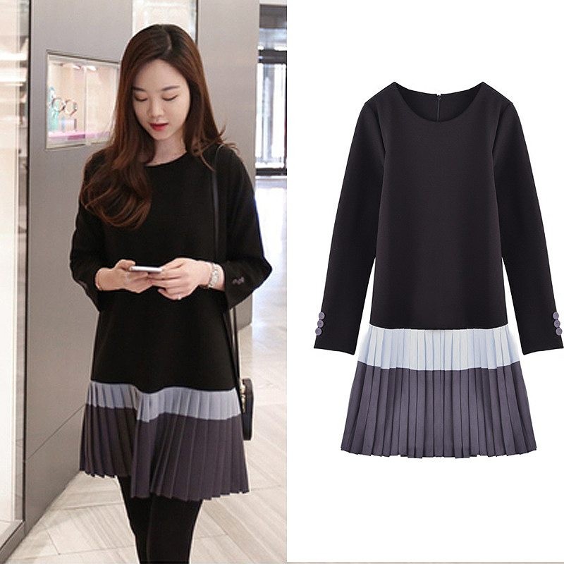 レディース　ワンピース　プリーツスカート　ミニ丈　クルーネック　カジュアル　キュート　可愛い　フェミニン　セクシー　きれいめ　上品　エレガント　おしゃれ　お出かけ　デイリー　お呼ばれ　ブラック　黒色　S　M　L　XL　サイズ　送料無料