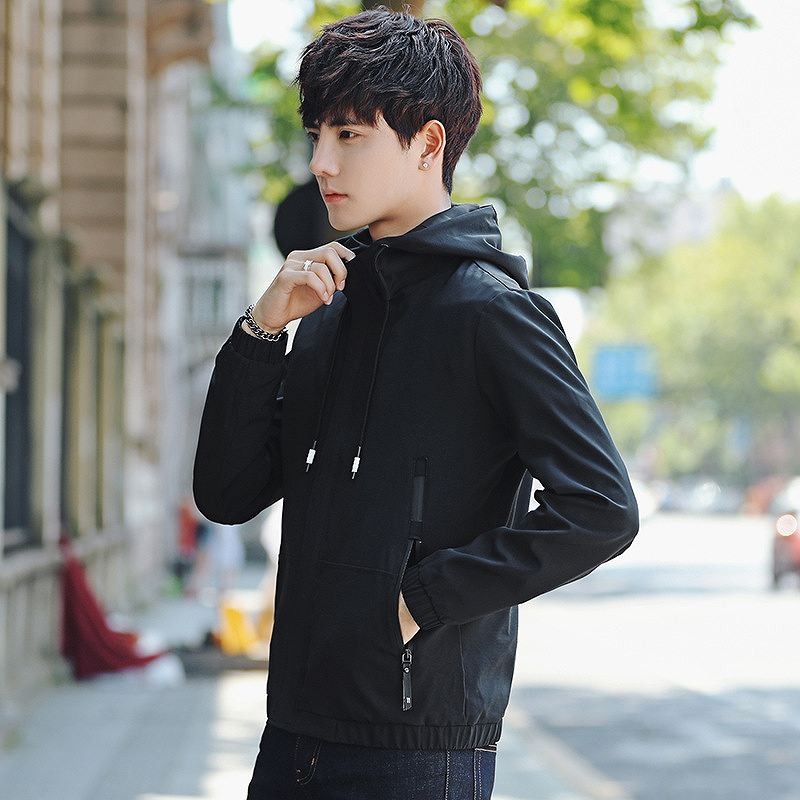 メンズ　フード付き　ブルゾン　ジャケット　マウンテンパーカー　アウター　カジュアル　ファッション　男性　おしゃれ　ブラック　グリーン　黒　緑色　Ｍ　Ｌ　XL　XXL　大きいサイズ　送料無料