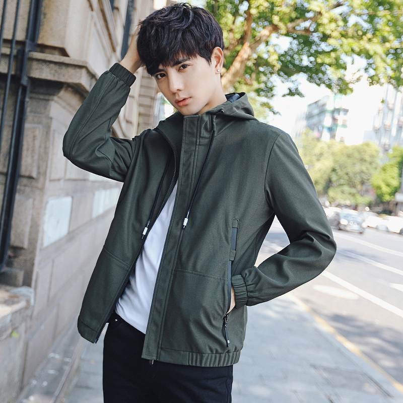 メンズ　フード付き　ブルゾン　ジャケット　マウンテンパーカー　アウター　カジュアル　ファッション　男性　おしゃれ　ブラック　グリーン　黒　緑色　Ｍ　Ｌ　XL　XXL　大きいサイズ　送料無料