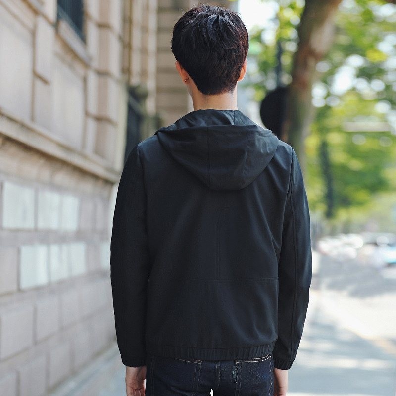 メンズ　フード付き　ブルゾン　ジャケット　マウンテンパーカー　アウター　カジュアル　ファッション　男性　おしゃれ　ブラック　グリーン　黒　緑色　Ｍ　Ｌ　XL　XXL　大きいサイズ　送料無料
