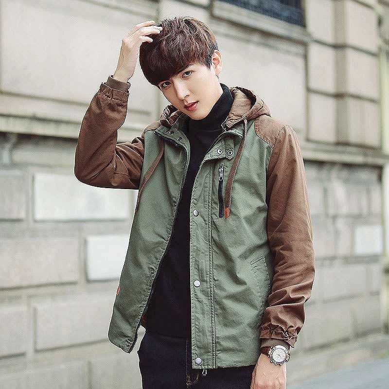 メンズ　フード付き　ブルゾン　ジャケット　アウター　カジュアル　ファッション　男性　おしゃれ　ブラック　グリーン　ネイビー　黒　緑色　紺　Ｍ　Ｌ　XL　XXL　XXXL　大きいサイズ　送料無料