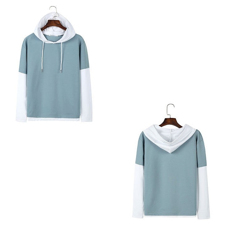 メンズ　フード付き　ロングTシャツ　ロンT　長袖　ロングスリーブ　トップス　カジュアル　ファッション　男性　おしゃれ　ブラック　ブルー　グリーン　黒　青　緑色　Ｍ　Ｌ　XL　XXL　サイズ　送料無料