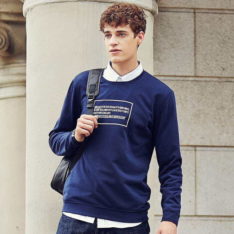 メンズ　クルーネック　スウェット　トレーナー　長袖　ロングスリーブ　トップス　カジュアル　ファッション　男性　おしゃれ　ネイビー　紺色　Ｍ　Ｌ　XL　XXL　XXXL　大きいサイズ　送料無料