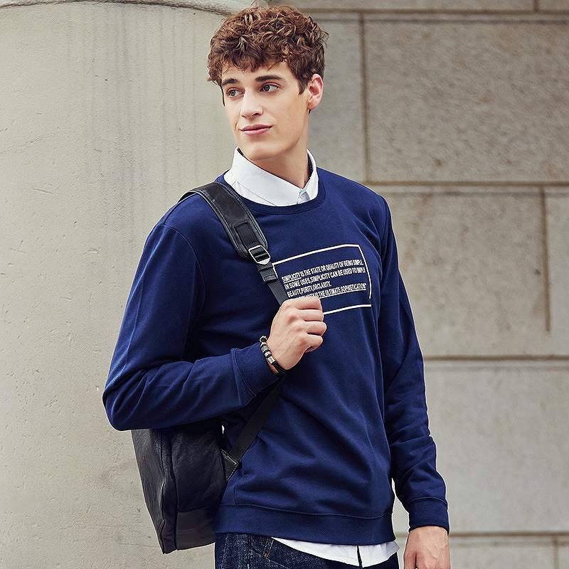 メンズ　クルーネック　スウェット　トレーナー　長袖　ロングスリーブ　トップス　カジュアル　ファッション　男性　おしゃれ　ネイビー　紺色　Ｍ　Ｌ　XL　XXL　XXXL　大きいサイズ　送料無料