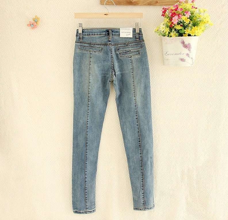 レディース　ボトムス　ジーンズ　デニムパンツ　スキニー　スリム　ロングパンツ　無地　大人可愛い　カジュアル　シンプル　美脚　脚長　デイリー　お出かけ　デート　ブルー　送料無料
