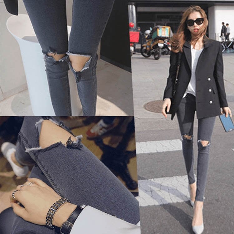 レディース　ボトムス　クラッシュド　ジーンズ　デニムパンツ　スキニー　スリム　アンクル丈　無地　大人可愛い　カジュアル　大きいサイズ　シンプル　美脚　脚長　デイリー　お出かけ　デート　ブルー　送料無料