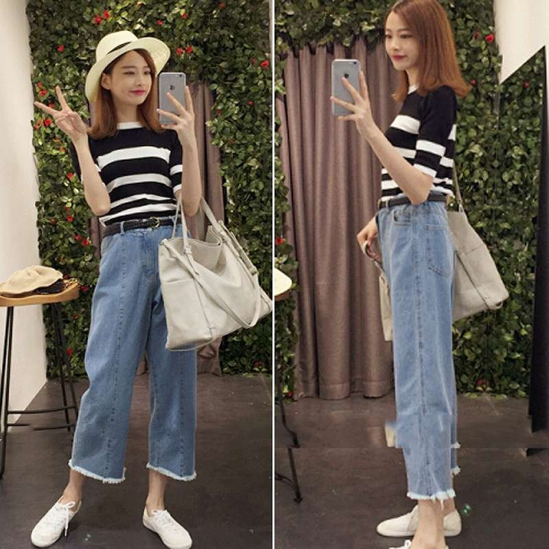 レディース　ボトムス　ガウチョパンツ　ワイドパンツ　デニムパンツ　ジーンズ　クロップド　切りっぱなし　ウォッシュ加工　無地　大人可愛い　カジュアル　大きいサイズ　デイリー　お出かけ　デート　ブルー　送料無料