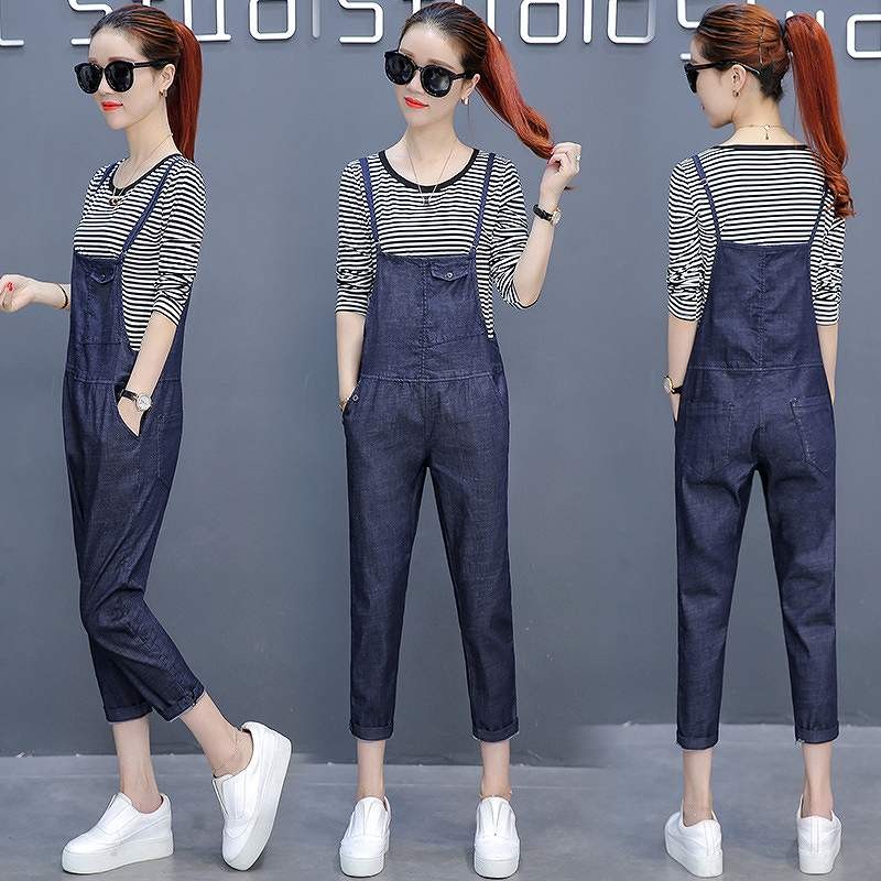 レディース　ボトムス　サロペット　オーバーオール　ジーンズ　デニム　スリム　ペンシル　無地　7分丈　大人カジュアル　フェミニン　シンプル　かわいい　リゾート　普段着　デイリー　お出かけ　デート　ブルー　送料無料