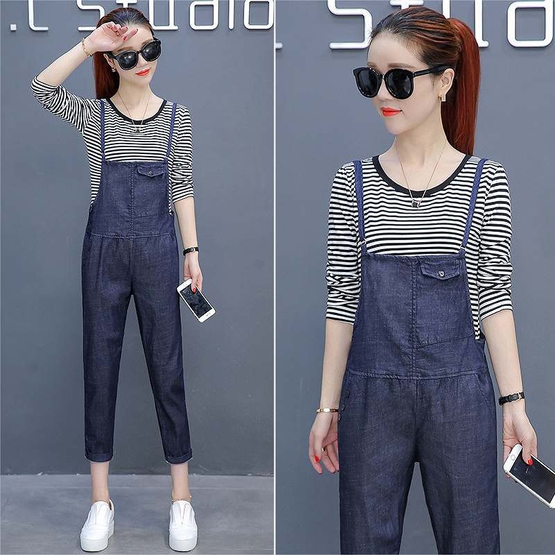 レディース　ボトムス　サロペット　オーバーオール　ジーンズ　デニム　スリム　ペンシル　無地　7分丈　大人カジュアル　フェミニン　シンプル　かわいい　リゾート　普段着　デイリー　お出かけ　デート　ブルー　送料無料