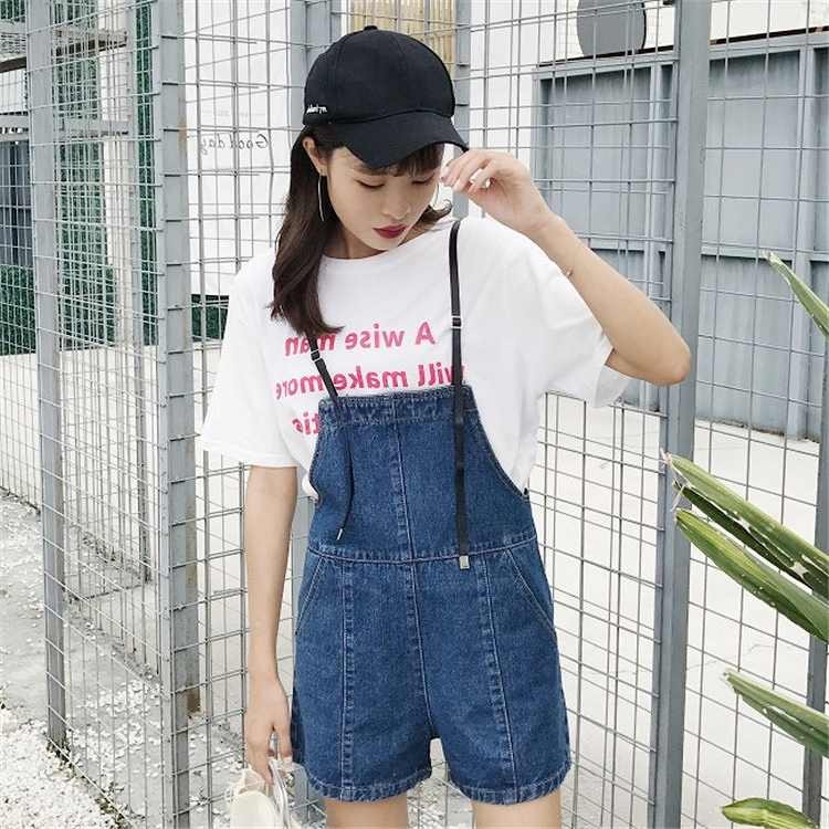 レディース　ボトムス　サロペット　オーバーオール　デニム　ショートパンツ　ゆったり　紐ストラップ　無地　大人カジュアル　フェミニン　シンプル　かわいい　リゾート　普段着　デイリー　お出かけ　ブルー　送料無料