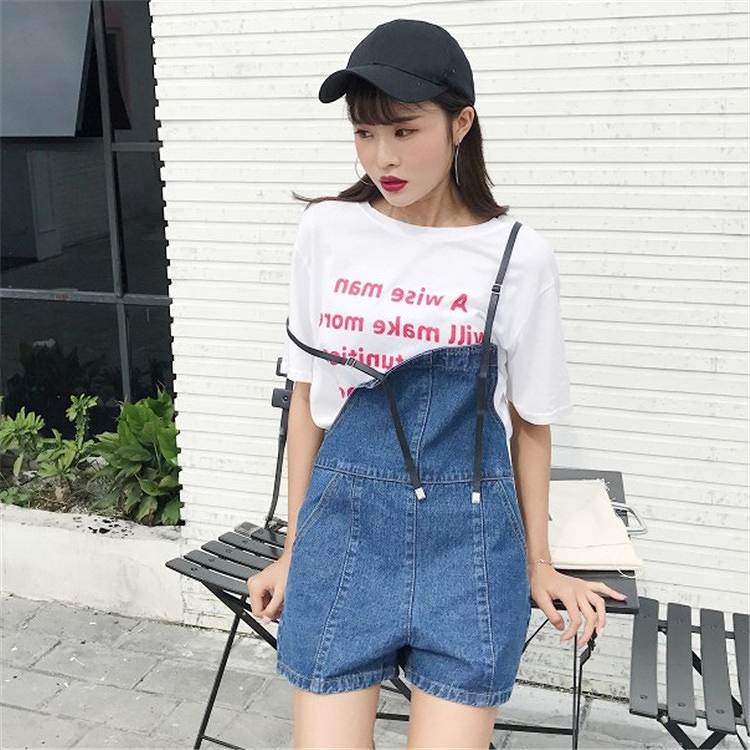 レディース　ボトムス　サロペット　オーバーオール　デニム　ショートパンツ　ゆったり　紐ストラップ　無地　大人カジュアル　フェミニン　シンプル　かわいい　リゾート　普段着　デイリー　お出かけ　ブルー　送料無料