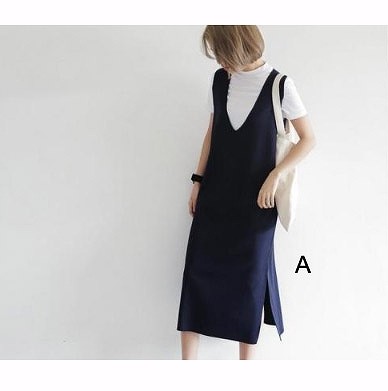 レディース　ワンピース　深Vネック　ロングワンピ　ノースリーブ　大きいサイズ　ジャージードレス　ゆったり　無地　カジュアル　シンプル　春夏　大人可愛い　デート　普段着　リラックス　ネイビー　カーキ　送料無料