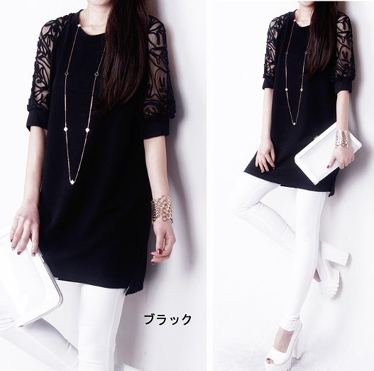 レディース　ワンピース　ラウンドネック　ミニワンピ　半袖　コードレース　大きいサイズ　花柄　フラワー　シフォン切り替え　スリム　無地　シンプル　春夏　大人可愛い　デート　パーティ　発表会　結婚式　2次会　謝恩会　グリーン　ブラック　ホワイト　送料無料