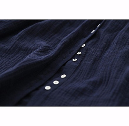 レディース　ワンピース　Aライン　ロングワンピース　長袖　無地　ボタン　シンプル　春　シック　ゆったり　大人可愛い　大きいサイズ　カジュアル　デート　普段着　リラックス　ホワイト　ネイビー　送料無料