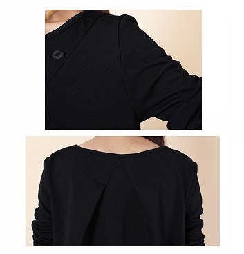 レディース　ワンピース　チュニック　コクーン　シルエット　膝丈　ドレープ　長袖　無地　シンプル　春　シック　ゆったり　大人可愛い　大きいサイズ　カジュアル　デート　普段着　リラックス　ブラック　グレー　カーキ　送料無料