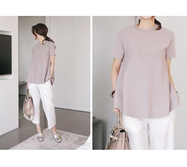 レディース　ファッション　女性　かわいい　ニット　セーター　半袖　ラウンドネック　大人カジュアル　夏　外出　アウトドア　ホワイトアイボリー　ブラック　ディープピンク　送料無料