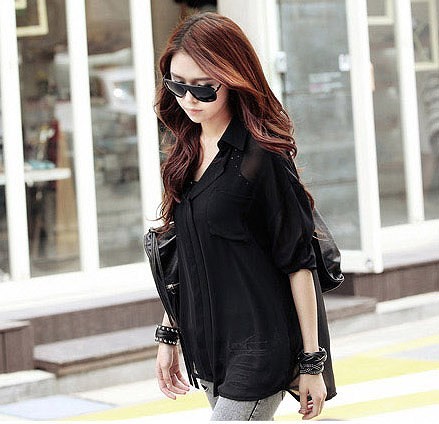 レディース　トップス　インナー付き　シャツ　ブラウス　無地　長袖　透けデザイン　シースルー　ゆったり　大きいサイズ　春夏　カジュアル　セクシー　フェミニン　リゾート　旅行　オフィス　デート　ブラック　ホワイト　送料無料