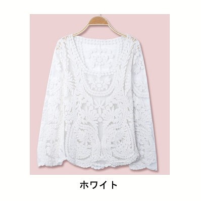 レディース　トップス　レース　カットソー　無地　長袖　ゆったり　春夏秋　大きいサイズ　大人可愛い　シンプル　フリーサイズ　カジュアル　フェミニン　普段着　ラフスタイル　デート　クリーム　ホワイト　ピンク　ブラック　送料無料