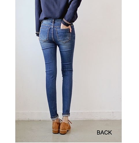 レディース　ボトムス　クラッシュ　デニムパンツ　ダメージ　スキニー　ジーンズ　ストレッチ　無地　ヴィンテージ風　美脚　脚長効果　大人カジュアル　春夏　普段着　リゾート　デート　ブルー　送料無料