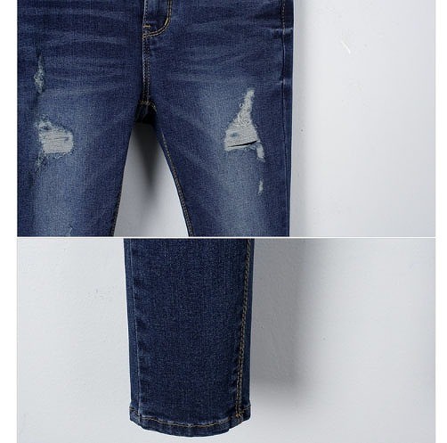 レディース　ボトムス　クラッシュ　デニムパンツ　ダメージ　スキニー　ジーンズ　ストレッチ　無地　ヴィンテージ風　美脚　脚長効果　大人カジュアル　春夏　普段着　リゾート　デート　ブルー　送料無料