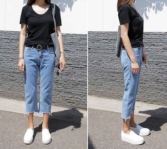 レディース　ボトムス　ストレート　デニムパンツ　フレイドヘム　ジーンズ　切りっぱなし　無地　スリム　美脚　脚長効果　大人カジュアル　人気　お出かけ　普段着　リゾート　デート　ブルー　送料無料