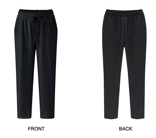 レディース　ボトムス　テーパードパンツ　イージーパンツ　ウエストゴム　無地　スリム　美脚　脚長効果　ゆったり　大きいサイズ　大人カジュアル　人気　お出かけ　普段着　リゾート　デート　ブラック　ベージュ　送料無料