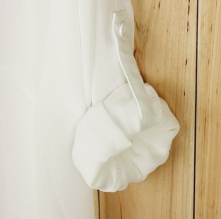 レディース　シフォンブラウス シャツ　長袖　七分袖　プルオーバー　無地　ロング丈　大人カジュアル　フェミニン　オフィス　仕事　人気　お出かけ　リゾート　デート　カーキ　ホワイト　ブラック　送料無料