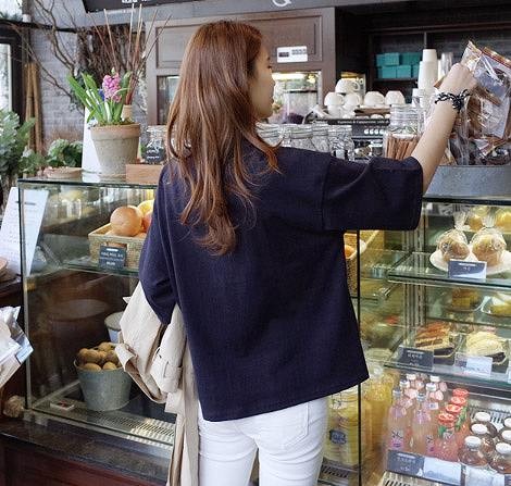 レディース　Ｔシャツ　コットン　七分袖　無地　大人カジュアル　フェミニン　可愛い　オフィス　仕事　人気　お出かけ　リゾート　デート　ネイビー　アイボリー　ライトピンク　スカイブルー　送料無料