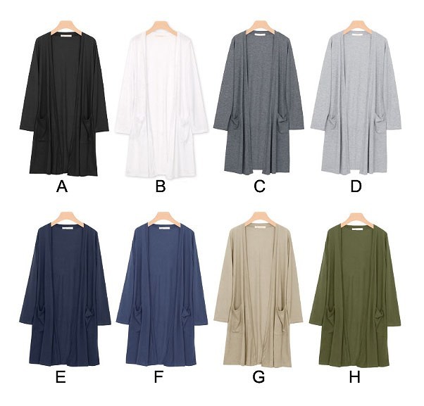 レディース　カーディガン　ブラウス　コットン　長袖　ロング丈　ニット　無地　大人カジュアル　フェミニン　可愛い　オフィス　仕事　人気　お出かけ　リゾート　デート　全８色　送料無料