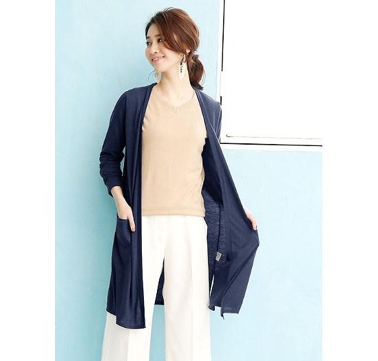 レディース　カーディガン　ブラウス　コットン　長袖　ロング丈　ニット　無地　大人カジュアル　フェミニン　可愛い　オフィス　仕事　人気　お出かけ　リゾート　デート　全８色　送料無料