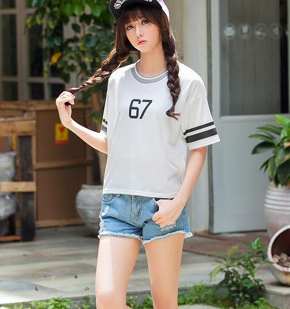 レディース トップス　Ｔシャツ　半袖　カジュアル　夏　スポーティー　丸首　ゆったり　ホワイト　ネイビー　送料無料