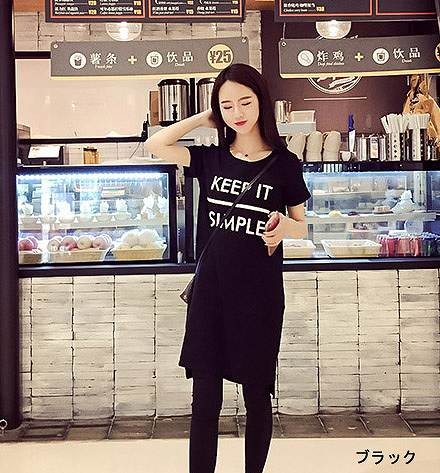 レディース　トップス　シャツ　Tシャツワンピ　ロングTシャツ　ワンピース　ラウンドネック　半袖　ラフ　大人カジュアル　英字　シンプル　夏　外出　グレー　ブラック　送料無料