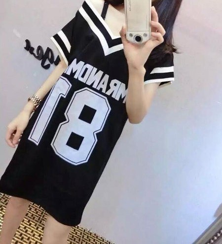 レディース　ファッション　女性　かわいい　おしゃれ　大人カジュアル　ロングTシャツ　カットソー　Tシャツワンピ　ワンピース　半袖　Vネック　デート　ラフ　レジャー　ブラック　送料無料