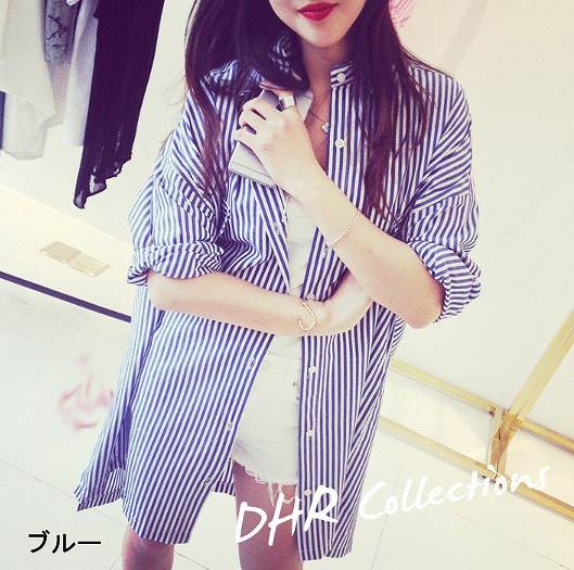 レディース　ファッション　女性　かわいい　おしゃれ　大人カジュアル　シャツ　トップス　オーバーシャツ　ボーダー　ストライプ　重ね着　デート　ラフ　買い物　ピンク　ブルー　送料無料