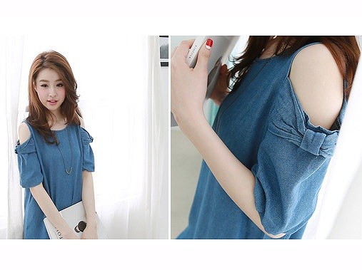 カジュアル　レディース　ワンピース　ミニドレス　春夏　半袖　ワンピ　ゆったり　ストラップレス　デニムドレス　リラックス　デニムワンピース　大人かわいい　普段着　外出　デート　ブルー　送料無料