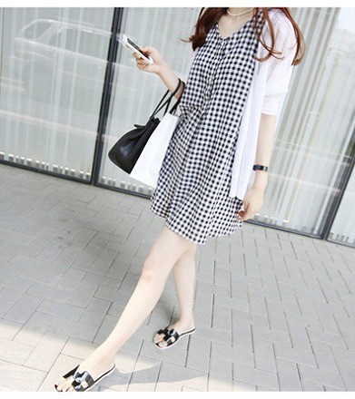 レディース　ファッション　女性　かわいい　シフォンドレス　ワンピース　ノースリーブ　大人カジュアル　夏　外出　アウトドア　レジャー　外出　ブラックｘホワイト　送料無料