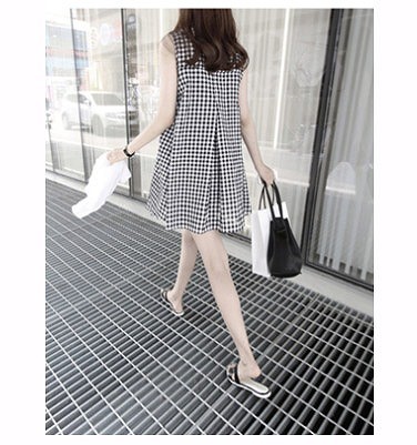 レディース　ファッション　女性　かわいい　シフォンドレス　ワンピース　ノースリーブ　大人カジュアル　夏　外出　アウトドア　レジャー　外出　ブラックｘホワイト　送料無料