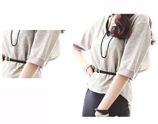 レディース　ファッション　女性　かわいい　レイヤード　シャツ　コンビネーション　ワンピース　大人カジュアル　夏　外出　アウトドア　レジャー　外出　グレーｘブラック　送料無料